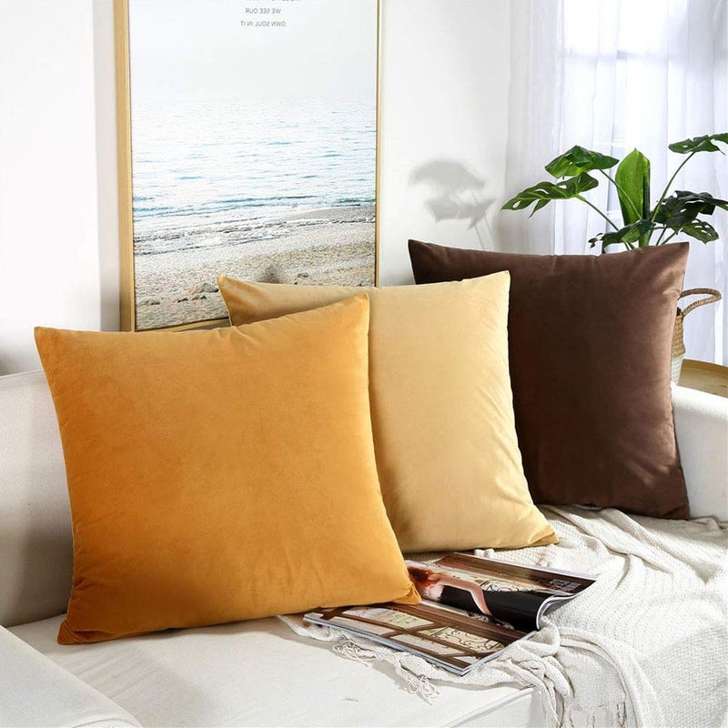 JUSPURBET Gold 16x24 inch Pillow Cover Set of 2 Soft Decorative Lumbar Velvet Throw Pillow Cases for Couch Bed Sofa Zippered Closure Luxurious Velvet Fabric Machine Washable Home Decor - Image 3